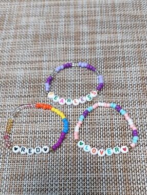 Beaded Friendship Bracelets – Fearless Red Lover – Set of 3